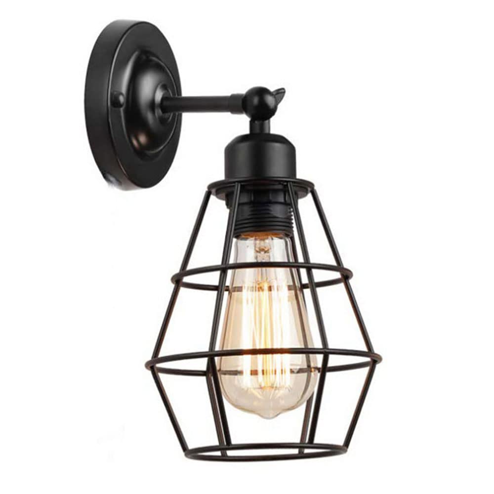 KBUUKYYXouy Black Adjustable Wall Sconce, Wrought Iron Single Head E27 Base Wall Lamp, Simple Personality Decoration Wall Light Fixture, Bedroom Mirror Living Room Wall Lighting Lampshade