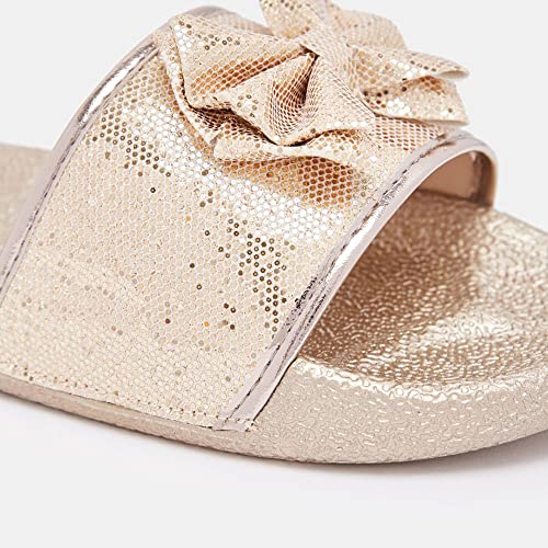Image of shoexpress Girl's Textured Open-Toe Slides with Bow Accent Flat Sandal
