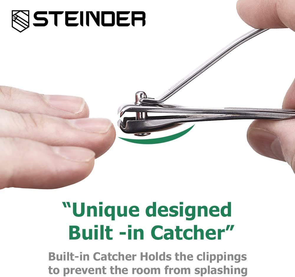 Steinder Fingernail Clippers 1 Pack- Metal Clipper No Mess Anti Splash Design Nail Trimmer Ultra Sharp 3D Arch Blade - Image 4