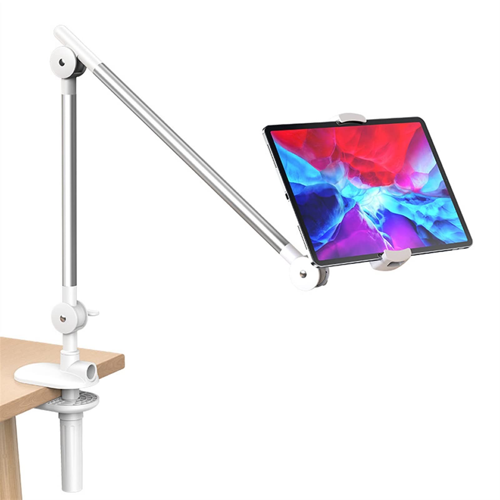 Supporto for Tablet Desk da Letto, Supporto in Lega di Alluminio Regolabile, Morsetto Pigro Braccia Lunghe for 4-11"Tablet for telefoni cellulari