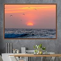 Framed Canvas Wall Art Flying Together Birds Farmhouse/Country Group Group Multicolor Photography Realism Relax/Calm Warm - 16x24 inches