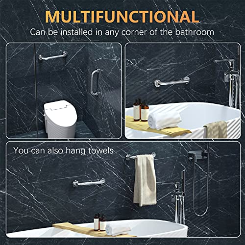 12 Inch Anti-Slip Shower Grab Bar, Imomwee Chrome Stainless Steel Bathroom Grab Bar Handle With Textured Grip, Shower Balance Bar, Safety Hand Rail Support, Handicap Elderly Senior Assist Bath Handle #TOP5