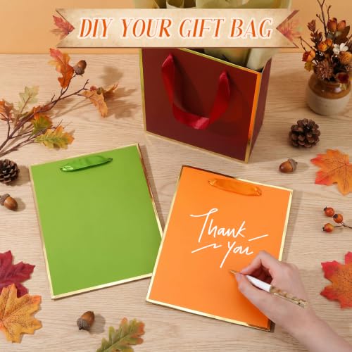 Image of Yeaqee 24 Pack Metallic Paper Gift Bag with Tissue, Fall Color, Gold | with Satin Ribbon Handle and Tissue, 9x7x3.1 Inch, Suit Business, Birthday, Christmas, Thank You Return Gifts Bags