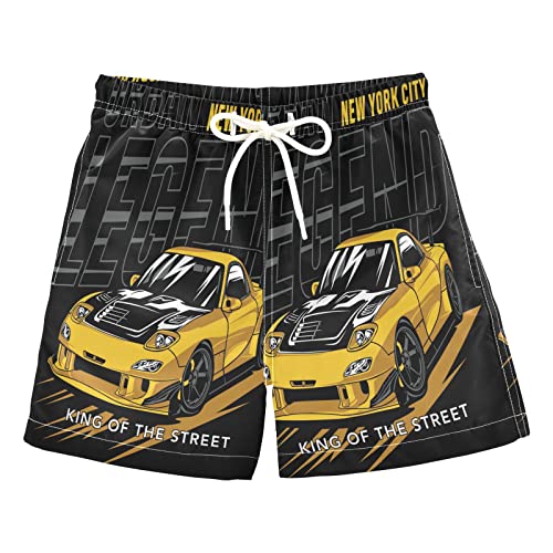 Boccsty Race Car Car Race Boys Swim Trunks Summer Toddler Beach Board Shorts Kids Swimsuit Swimwear S Multicoloured