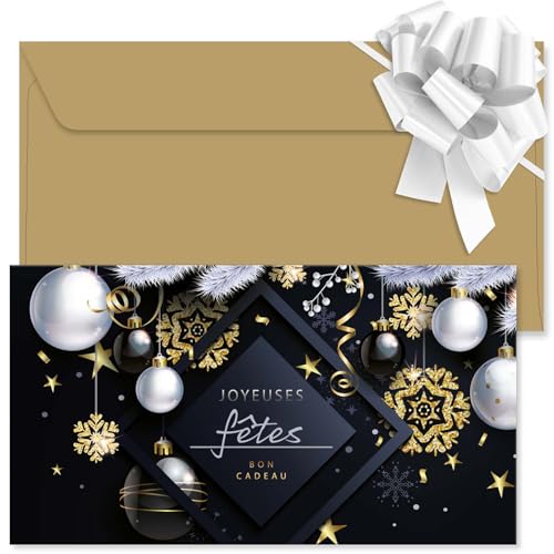 50 Bons cadeaux à remplir avec enveloppes et rubans POS BON pour Noël