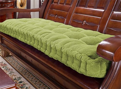 Cojín de terciopelo grueso de 8 cm para sofá de 2/3 plazas y jardín, cojín de asiento de algodón esponjoso largo 100 x 40 cm, almohada verde para columpio de patio y decoración del hogar