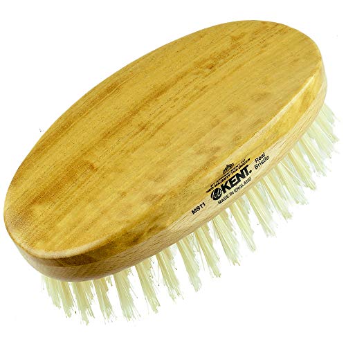 Kent MS11 Finest Men's Hair Brush and Facial Brush for Beard Care - 100% Natural White Boar Bristle Brush for Mens Grooming, Scalp Brush, 360 Wave, and Beard Straightener For Men's Hair Care
