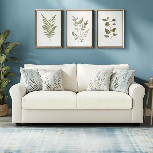 Image of CHUN YI Stretch Couch Cushion Cover Replacement, Fitted Loveseat Sofa Chair Seat Slipcover Furniture Protector, Checks Spandex Jacquard Fabric(2,Ivory White), 2
