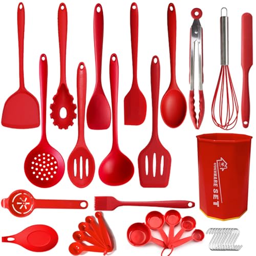 UXIYI Lot de 36 ustensiles de cuisine en silicone résistants à la chaleur avec support, gadgets...