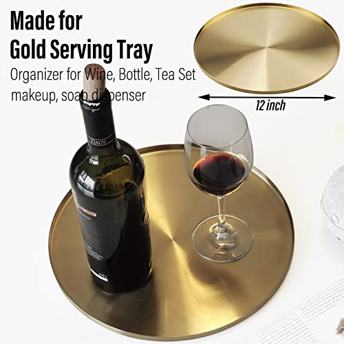 Freelove GOLD ROUND TRAY Brass Gold Serving Tray thumb #1