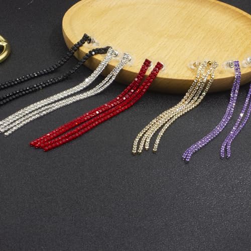 Long Chain Dangling Earrings for Women Rhinestone Line Dangle Drop Tassel Crystal Sparkly Earring for Bridal Wedding Party3