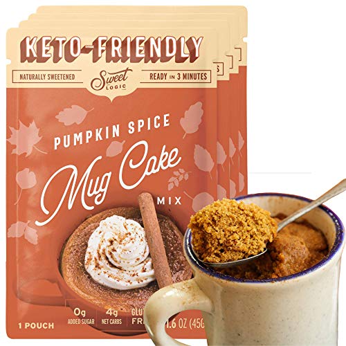 Sweet Logic Keto Dessert Mug Cake Mixes - Refined Sugar Free Gluten Free Keto Snack - 4 Keto Mug Cake Mixes - Pumpkin Spice - Diabetic Friendly Keto Sweets And Treats #TOP13