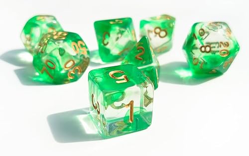 Miniatura 2 de Green Venom - Juego de 7 dados poliédricos para DND, accesorios COC, mazmorras y dragones, juegos de rol, MTG, TTRPGs, dados del sistema D20 (verde