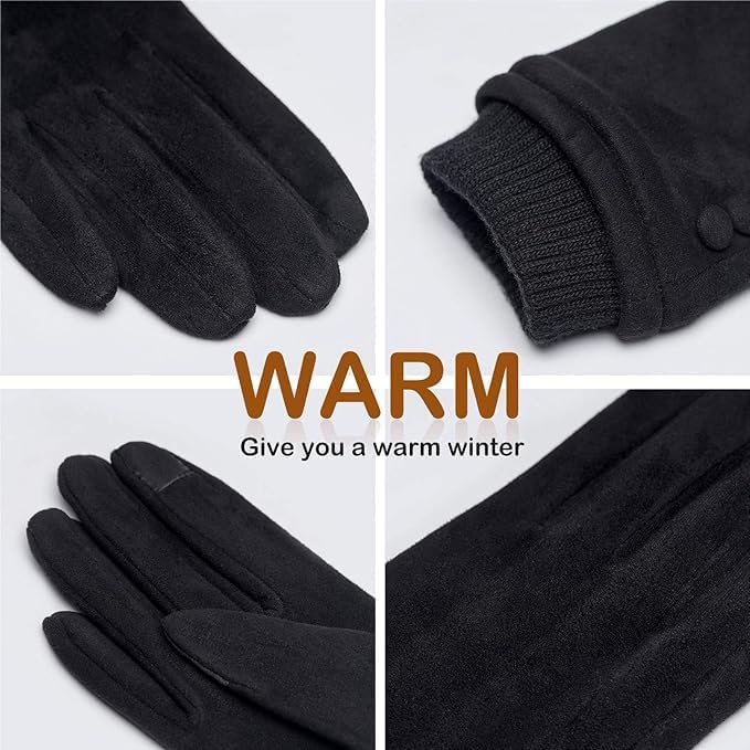 Image of Tomorrow Winter Gloves for Women, Cold Weather Suede Gloves, Touchscreen Gloves for Women, Gloves for Cold Weather and Outdoor Activities,Plush lined gloves, Thermal winter gloves