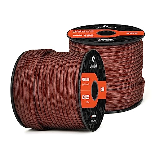 Abma Cord Paracord 620 lbs 4mm 9 Strands 100% Nylon 30M - Chocolate brown, Solid-chocolate Brown, 30 Meters