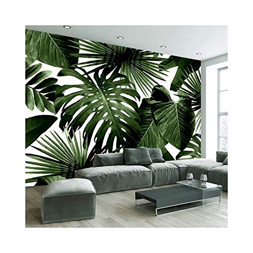 Papel tapiz fotográfico Retro Bosque Tropical Lluvioso Palmera Hojas de plátano Fotomural 3D Café Restaurante Tema Hotel Telón de fondo Frescos Fondo De Pantalla