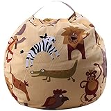 THEE Bolsa de Lona Organizador de Almacenamiento para Juegos de Peluche de Animales Bean Bag (32', Zoo)