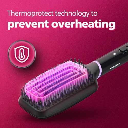 Philips Hair Straightener Brush - Everyday Frizz Free Hair in 5 min I Natural Styles with volume | Shiny and Smooth Hair I No Scalp Burns | ThermoProtect Technology I Keratin... - Image 6