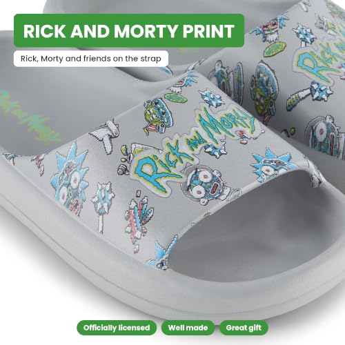 Image of RICK AND MORTY Mens Comfort Slides - Officially licensed Cushion Slides - Rick Sanchez and Morty Smith