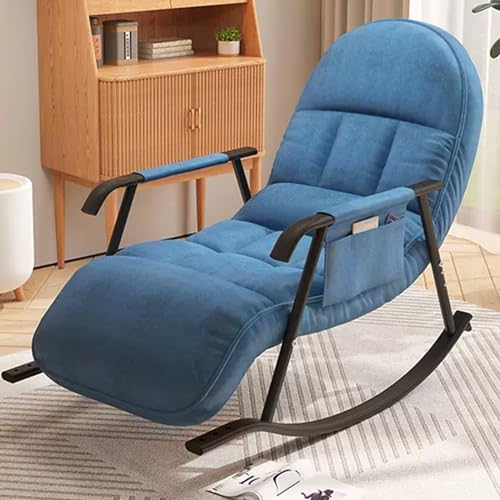 Rocking Chair Nursery, Nursing Armchair Baby Glider Rocker with Headrest & Side Handy Pocket, for Living Room, Bedroom, Office (Size : Blue)