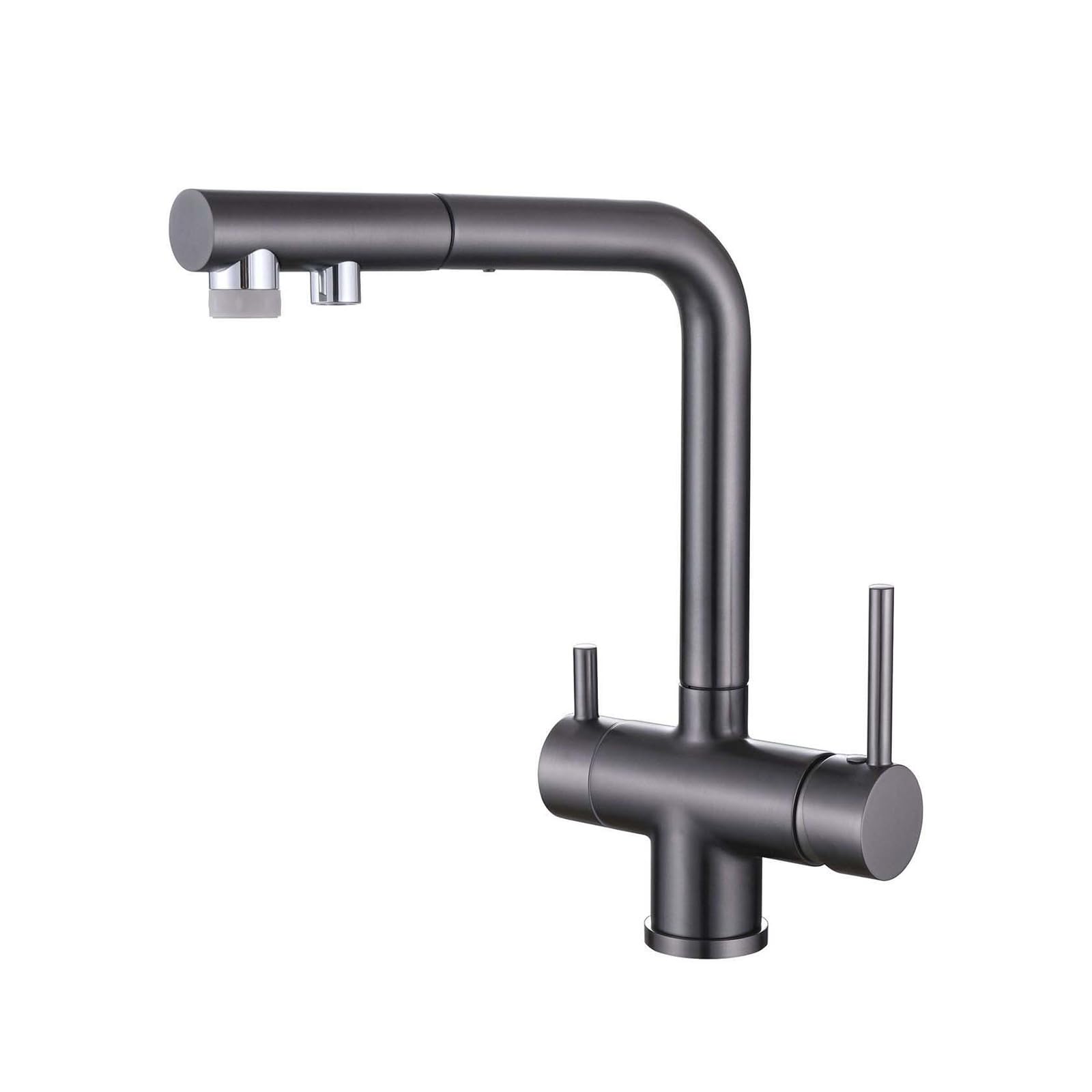 ZQFHSX 3 Way Kitchen Tap Drinking Gun Gray Pull Out Mixer Taps with Swivel Spout Water Filter Sink