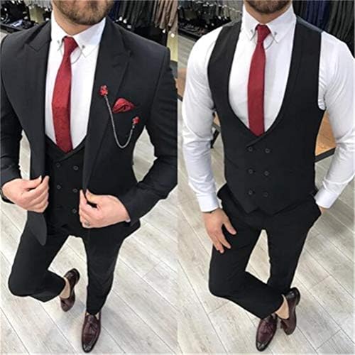 Double Breasted Suit Men 3 Piece Men's Suits Slim Fit Peak Lapel Suit one Button Blazer Vest Pants for Men Wedding3