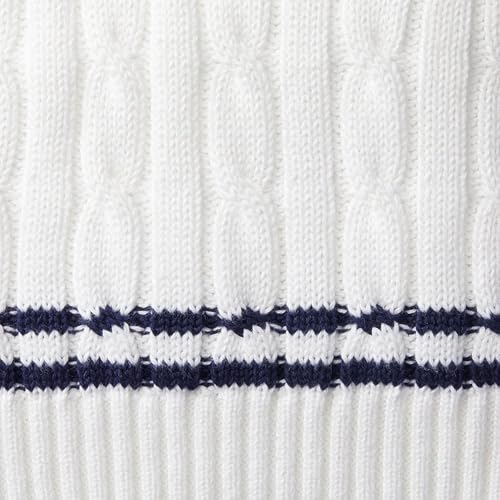Image of Hope & Henry Boys' Organic Long Sleeve V-Neck Cricket Sweater, M (7-8), White with Navy