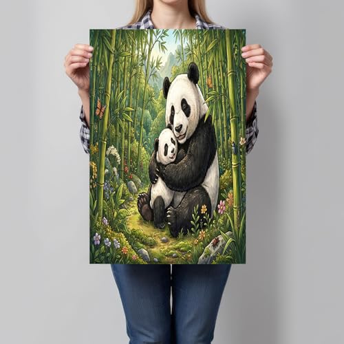 Peinture toile panda animaux de la forêt de bambous 60x90