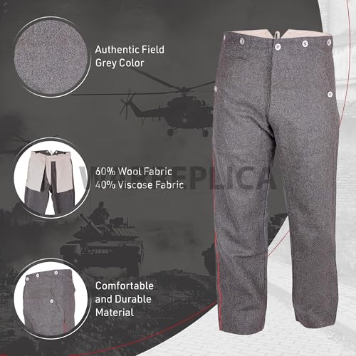 warreplica WWI Imperial German Soldier Uniform Model 1907/10 Field-Grey Wool Piped Trousers - Reproduction3