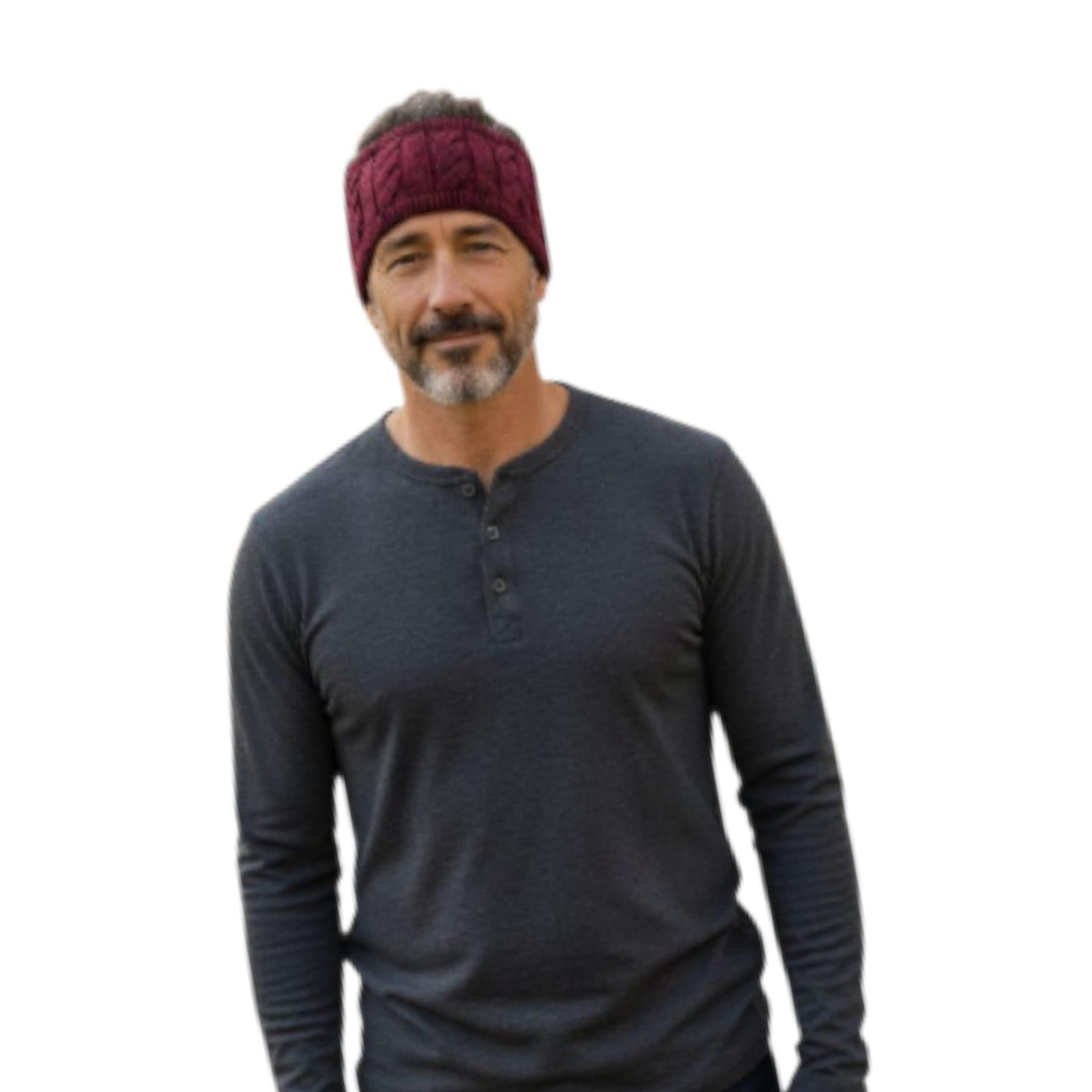 Woolen Knitted Headband Unisex, Earwarmer, Earmuffs, for Men and Women (RED)