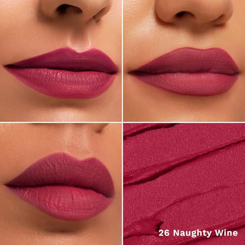Image of Pilgrim Long Lasting Crayon Lipstick | Intense Matte Finish | Waterproof & Lightweight | Highly Pigmented & Enriched With Ceramides & Mango Seed Oil | Smooth Glide Application | (1.4g) (Naughty Wine-26)