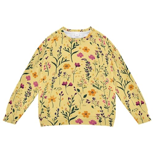 JUNZAN Autumn Flowers Orchid Yellow Little Boys Sweatshirt Hoodie Fleece Outerwear for Kids Sports 4T