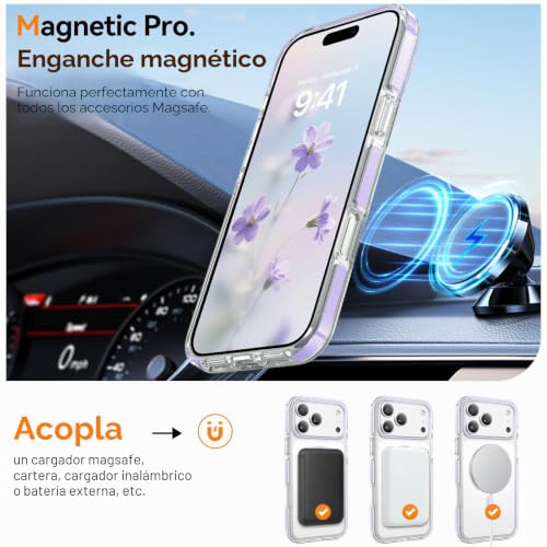 Miniatura 2 de VENINGO Funda Magnética para iPhone 17 Pro 6.3", Transparente/Morado