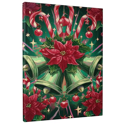 Décorer un restaurant pour Noël : grand tableau Poinsettia rouge à suspendre