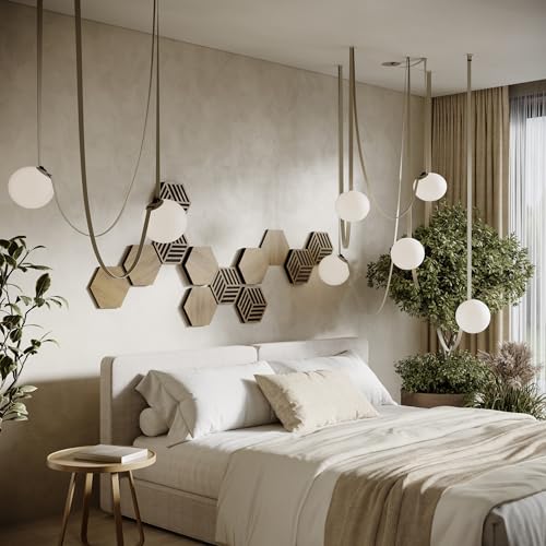 �z��HDF�Ǒ����p�l�� 12�Z�b�g | 3D���U�C�N�E�H�[���p�Y�� | �z�[���V�A�^�[�ETV�ǁE�|�b�h�L���X�g�p�����p�l�� | DIY�Ǒ����A�[�g| �F: [HEXAGON | �I�[�N]