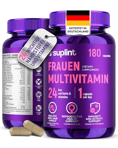Multivitamin & Mineralien Kapseln hochdosiert für Frauen – A-Z Komplex mit Vitamin B6, Eisen, Zink & Vitex – 180 Kapseln – Premium Multivitamin – All-in-One Vitamine für Frauen