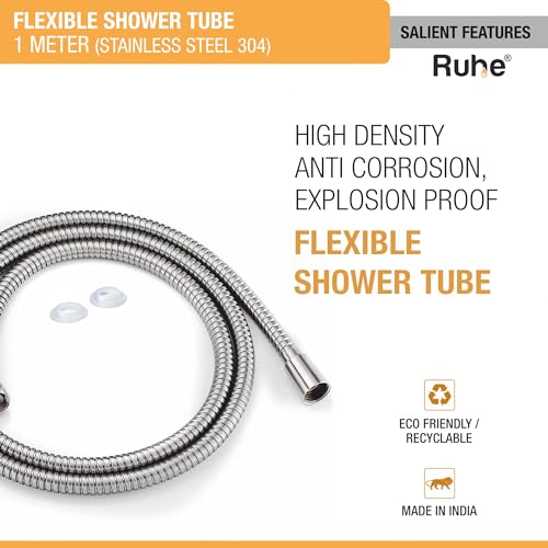 Image of Ruhe Shower Tube 304-Grade Stainless Steel - 1 Meter | Flexible Hand Shower Hose | Leak-Proof, Rust-Resistant, High-Pressure Compatible, Universal Bathroom Fittings