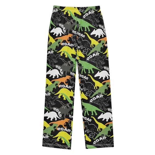 Ancient Dino Roar Print Boys Long Pants Soft Trousers Elastic Waist Kids Lounge Bottoms with Pockets S-XL