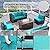 Kullavik 8 Pieces Outdoor Patio Furniture Set with 43" Gas Propane Fire Pit Table PE Wicker Rattan Sectional Sofa Patio Conversation Sets,Blue