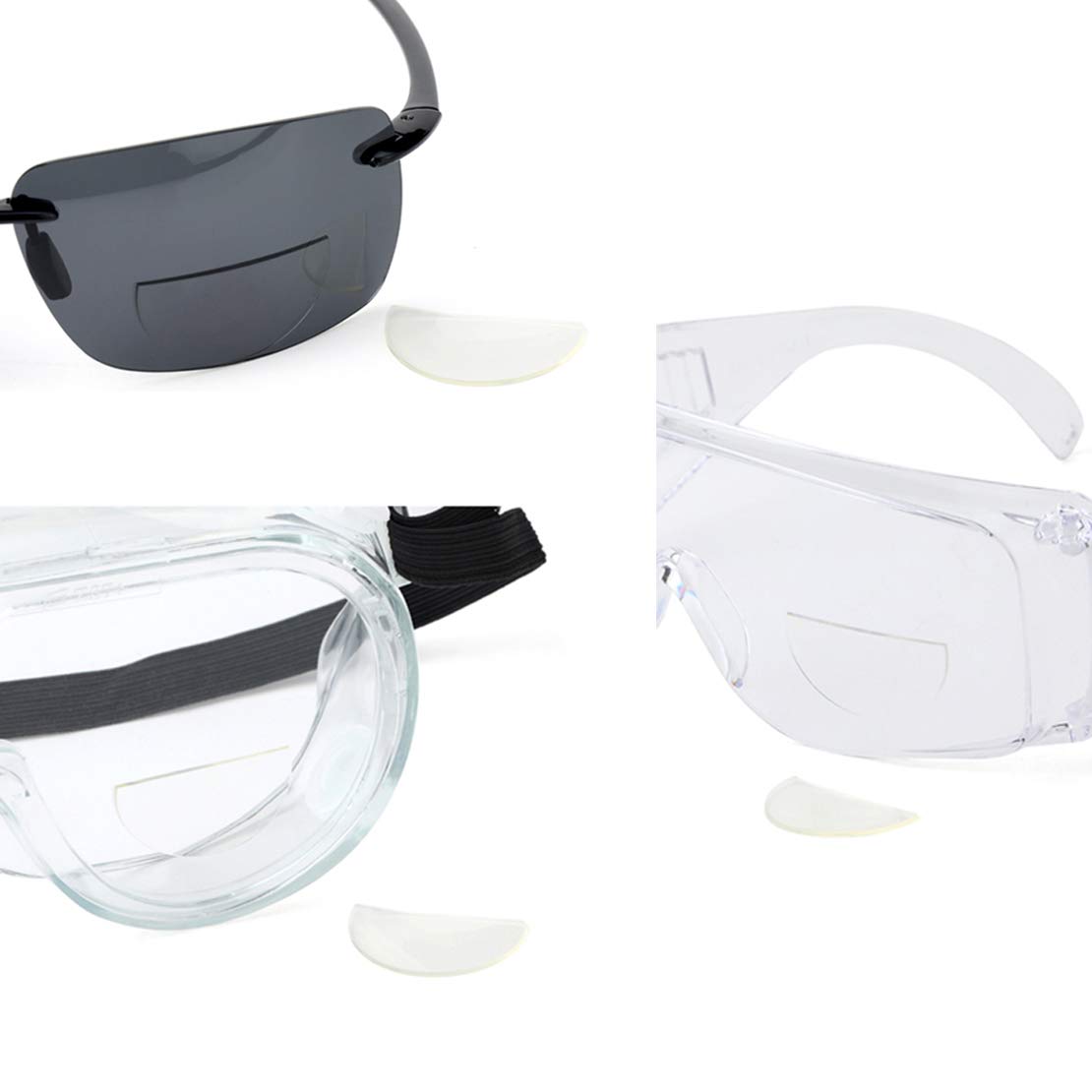 WENDA 3 Pack, +1.50 Reusable Stick-On Bifocal Lenses Reader Magnifying Adhesive Reading Lens Sticker Sport Sunglass Safety Glasses Magnifier Add On (3 Pack, +1.5)