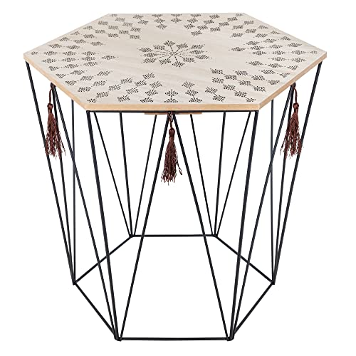 ATMOSPHERA CREATEUR D'INTERIEUR Mesa Auxiliar 'Kumi' Octogonal, Metal y Madera