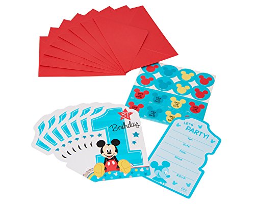 amscan American Greetings 5795233 Mickey's 1st Birthday Postcard Invitations, 8 Count, Multi Color, 6 1/4´´ x 4 1/4´´ (491833)