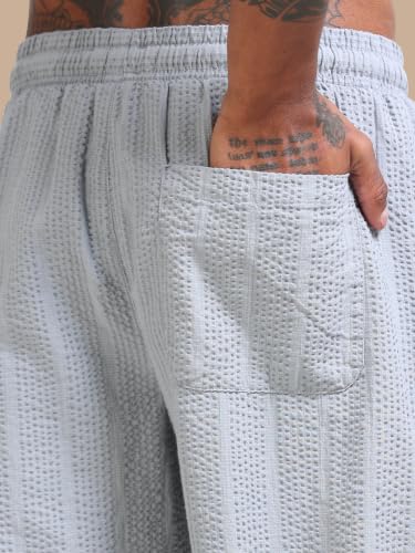 Image of StitchX Men's Airport Look Textured Seersucker Cotton Jogger Trousers S-4XL