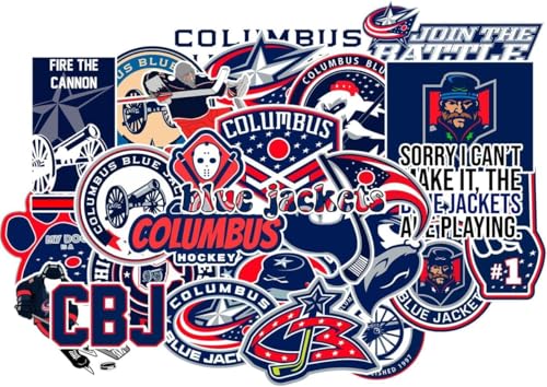 25 PCS Columbus American Hockey Blue Jackets Stickers for Water Bottle Laptop Bicycle Computer Motorcycle Travel Case Car Decal Decoration Sticker