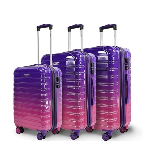 Blade Kofferset 3 Teilig Erweiterbar - Hartschalen Koffer Trolleys - Leichter Rollkoffer Handgepäck aus ABS+PC mit TSA Schloss - 4 Spinner Räder Koffer - 3er Reisekofferset (Lila-Set)