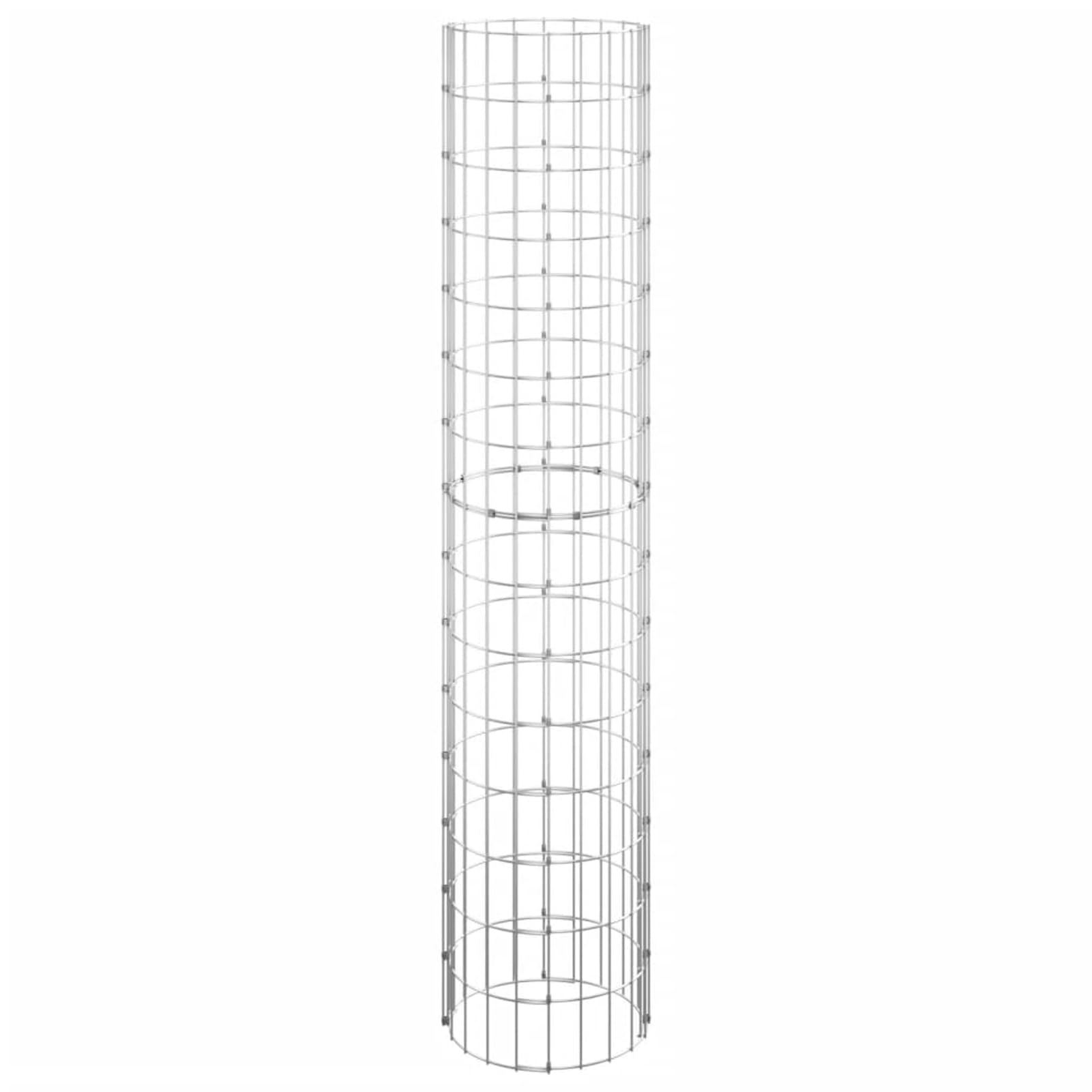 Gabionowe podwyższone grządki, okrągłe, ze stali ocynkowanej, Ø 30 x 150 cm, odporne na warunki atmosferyczne, wytrzymałe i łatwe w pielęgnacji, skrzynka na kwiaty, skrzynka na rośliny, taras