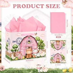 Farm Animals Theme Birthday Gift Bag for Girls Baby Shower Pink Farmhouse Barnyard Gift Bag Wrapping Paper Card Large Cows Pigs Gifts Bag for Baby Shower Farm Birthday Party Favors Supplies Farm Animals Theme Birthday Gift Bag for Girls Baby Shower Pink Farmhouse Barnyard Gift Bag Wrapping Paper Card Large Cows Pigs Gifts Bag for Baby Shower Farm Birthday Party Favors Supplies