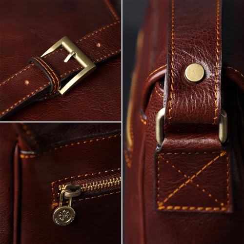 Image of Time Resistance Leather Messenger Bag for Men, Handmade Crossbody Bag, Shoulder Bag Made in Italy