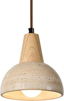 Nordic Yellow Travertine Bedroom Pendant Light Japanese Style Wabi-sabi Style Bedside Hanging Lamp Mid Century Modern Minimalist Kitchen Island Chandelier for Bar Counter Dining Room Study