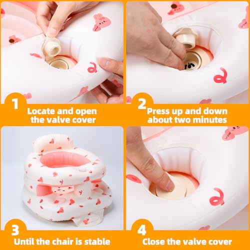 Image of Inflatable Baby Seat for Babies 3 Months & Up, Infant Floor Seats for Sitting Up, Blow Up Baby Chair with Built in Air Pump